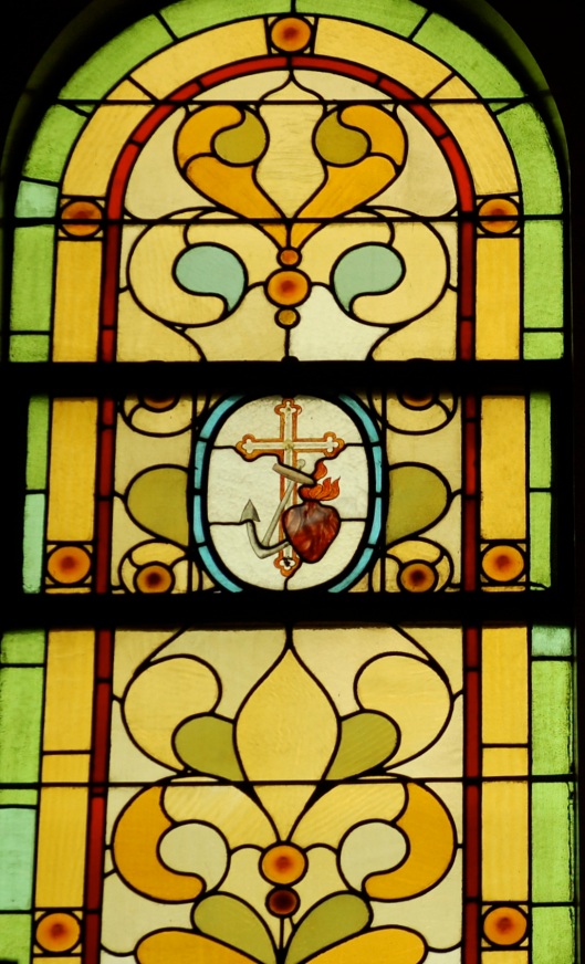 heart with old stained glass window