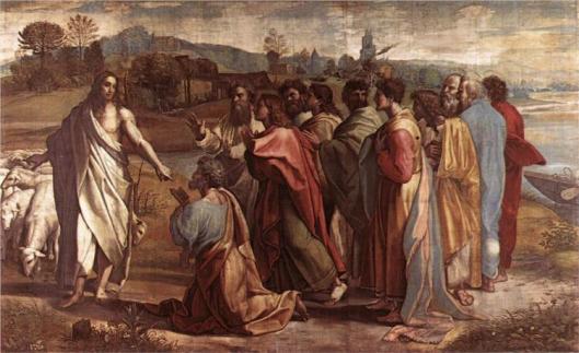 Christ's Charge to St. Peter feed m lambs (from the Sistine Chapel) - Raphael